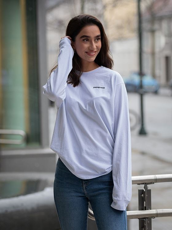 Patagonia Long Sleeve P-6 Logo Responsibili-T White
