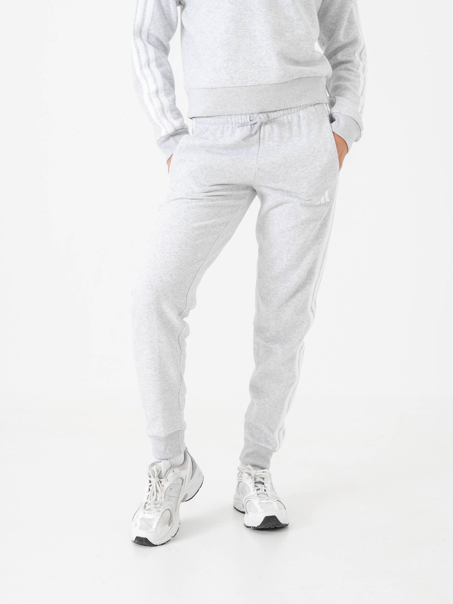adidas 3-Stripes Fleece Slim Pant Grey / White