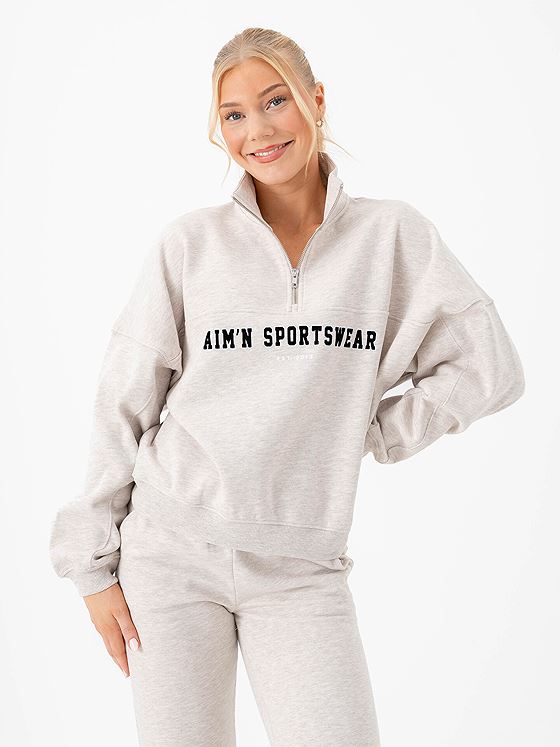 Aim'n Varsity Sweat Half Zip Dark Clay