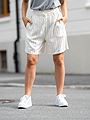 A-View Lerke Stripe Shorts Off White