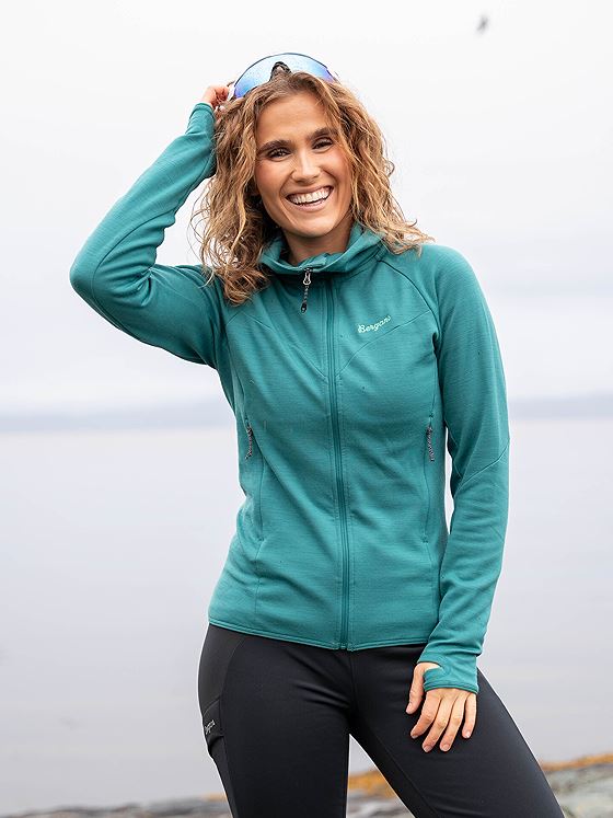 Bergans Tind Merino Hood Jacket Women Malachite Green