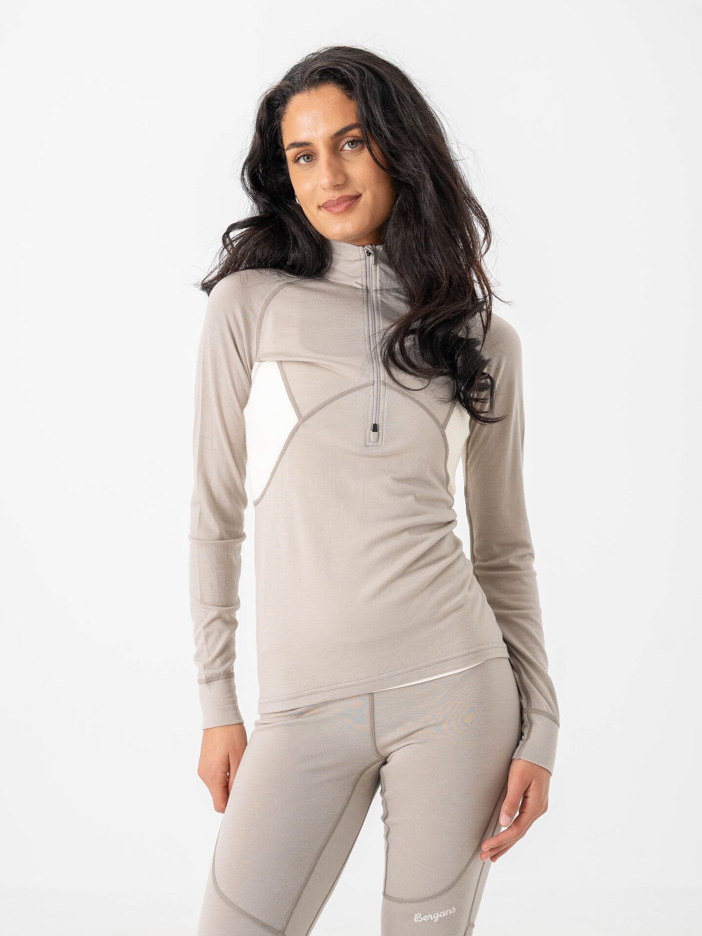 Bergans Inner:Pure Merino Half Zip Women Sandstone