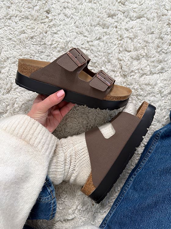 Birkenstock Arizona PAP Platform Birko-Flor Mocha