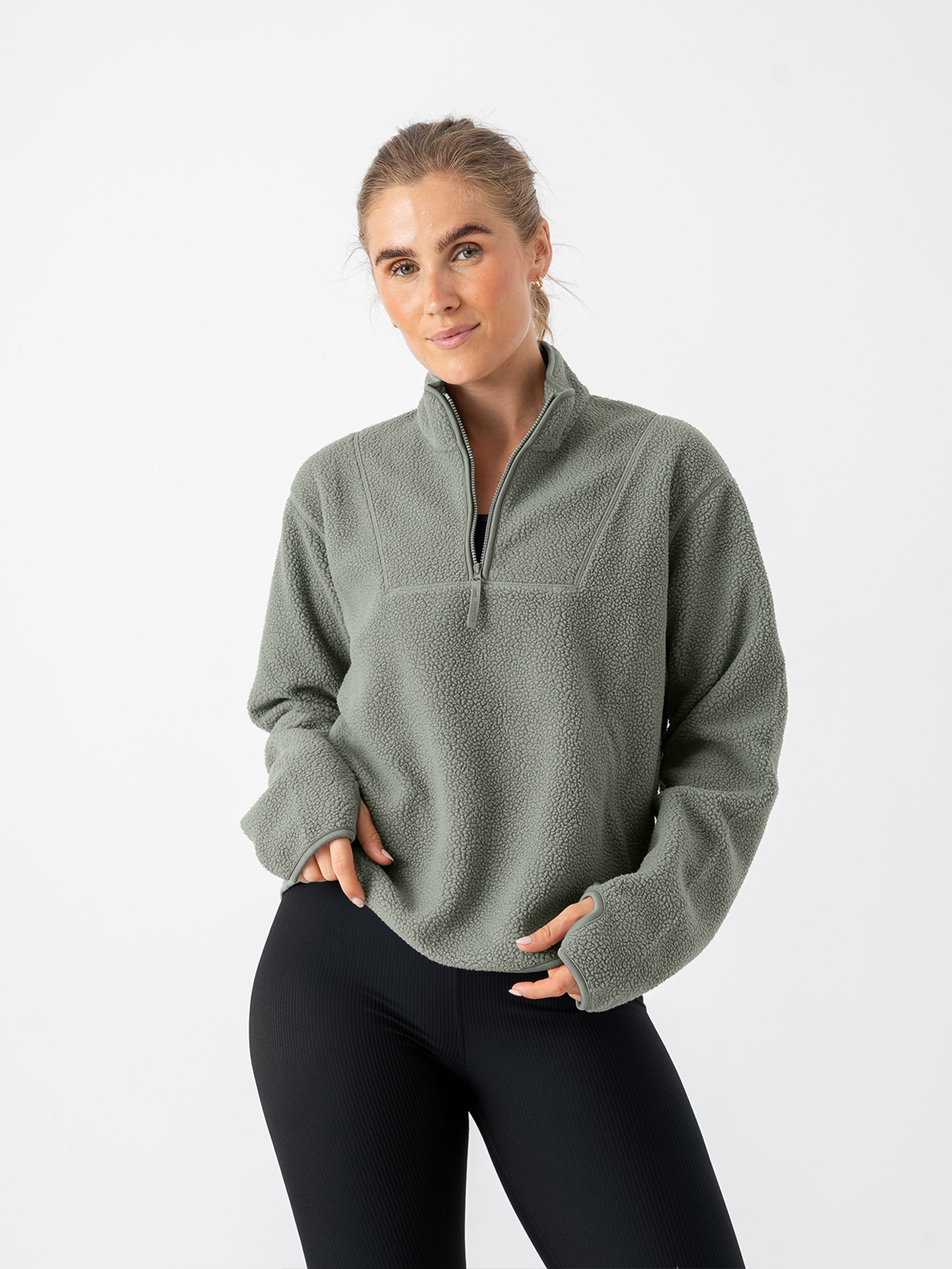 Craft Join Pile Fleece Half Zip Leaf