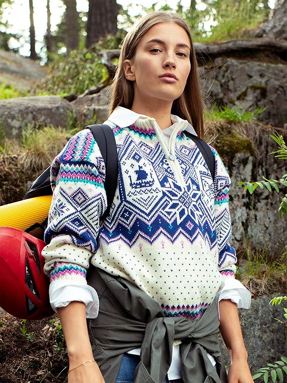 Dale Of Norway VM Trondheim Sweater Offwhite / Indigo / Orchid