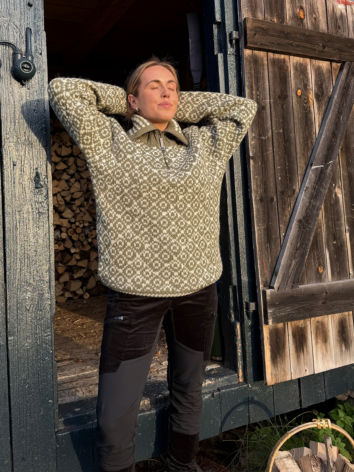 Devold Svalbard Wool Zip Neck Olive/Offwhite