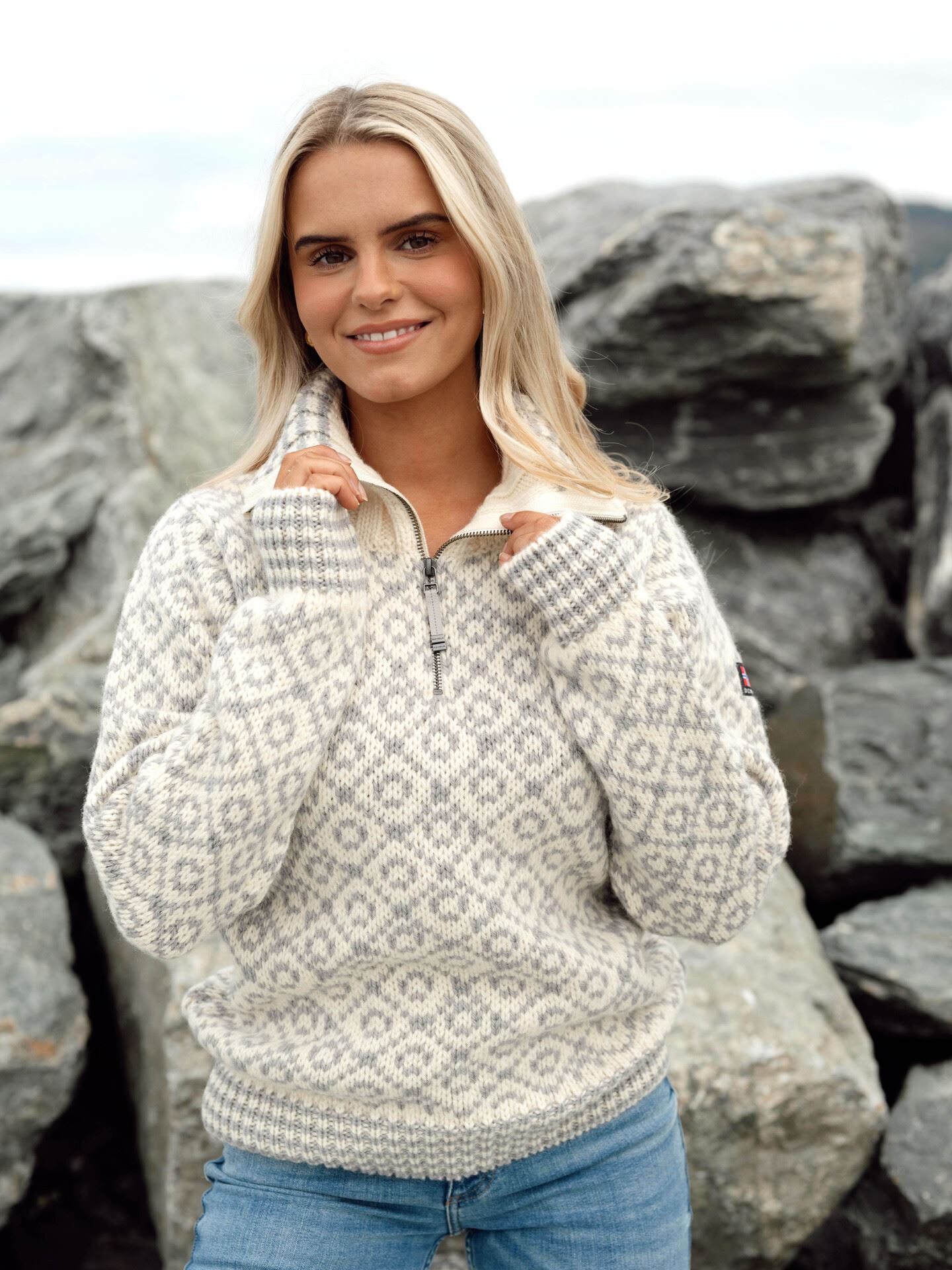 Devold Svalbard Wool Zip Neck Offwhite/Grey