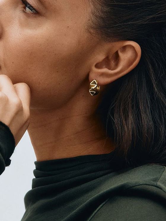 Edblad Peak Rivet Creoles Gold Gold