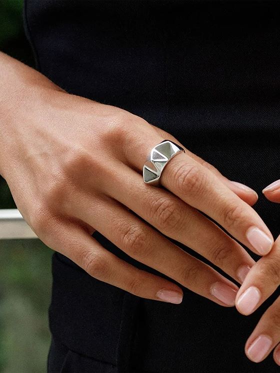 Edblad Peak Rivet Ring Steel Sølv