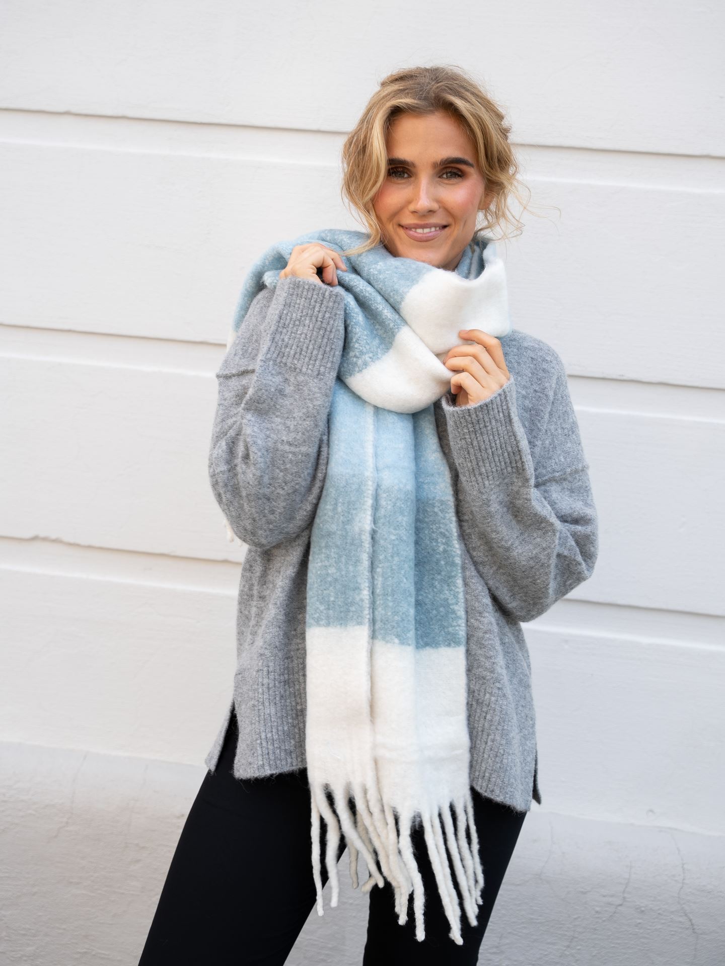 Ichi Vibe Scarf Faded Denim