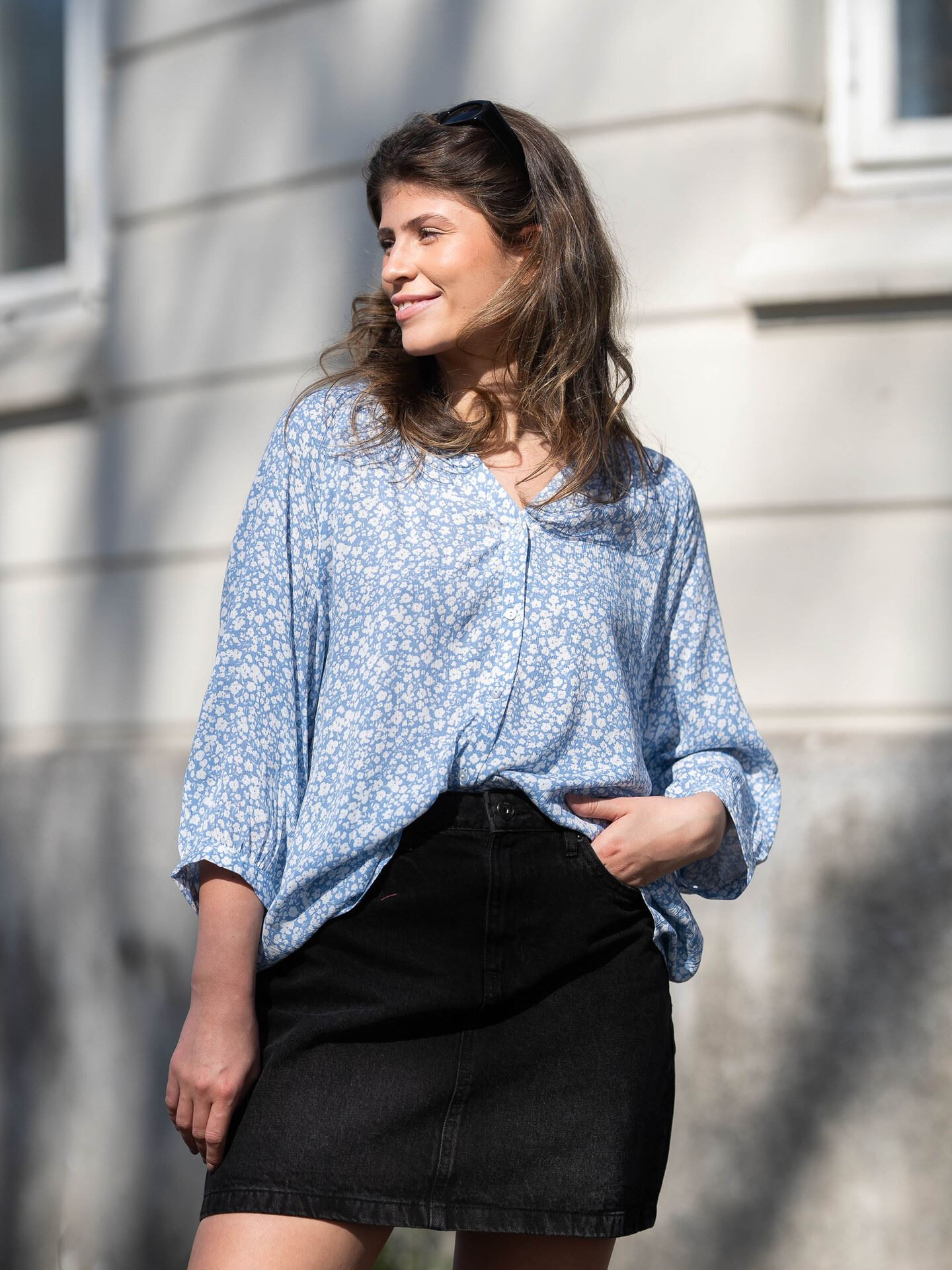 Ichi Marrakech AOP Shirt 5 Della Robbia Blue Flower AOP