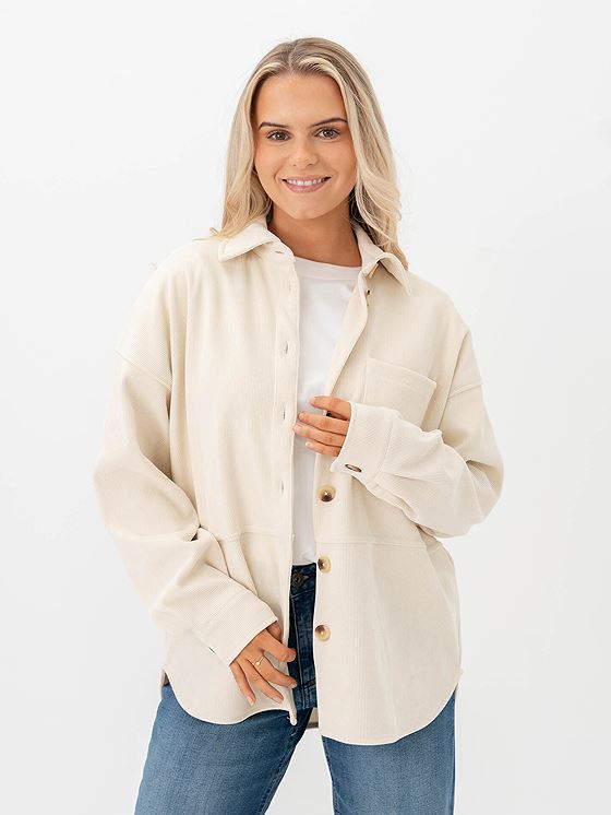 Ichi Kate Corduroy Shirt Almond Milk