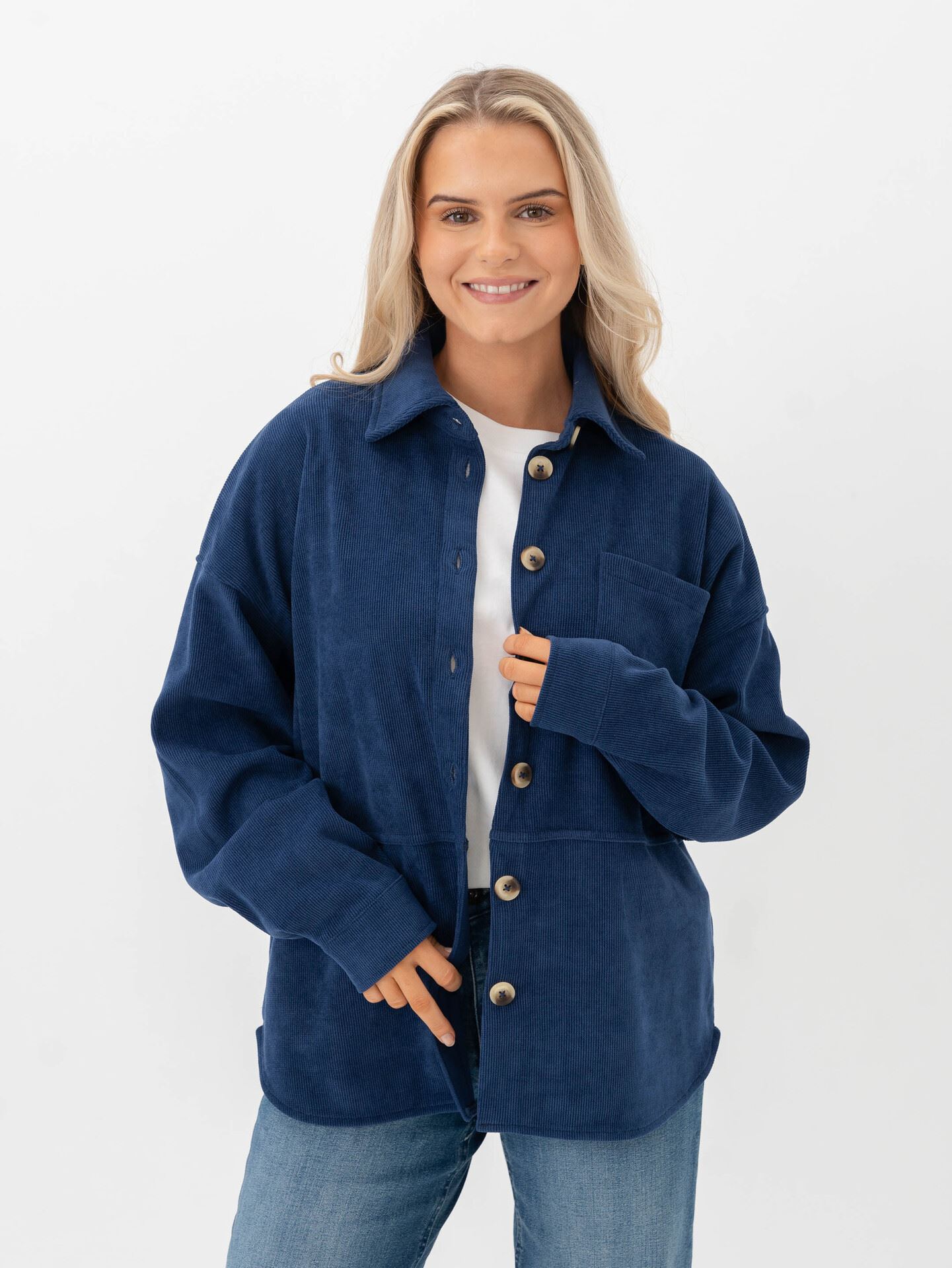 Ichi Kate Corduroy Shirt Medieval Blue