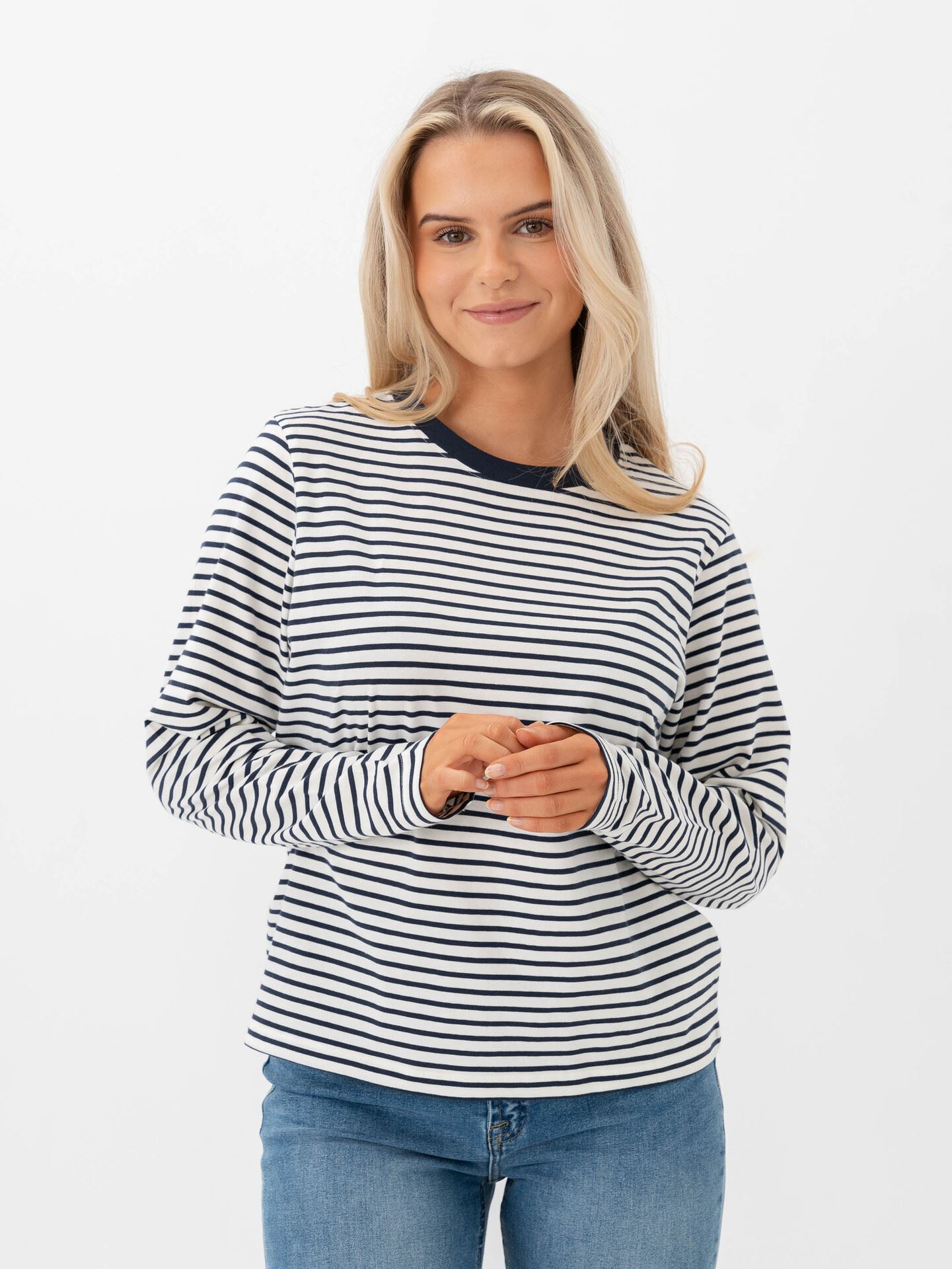 Ichi Mira Loose Long Sleeve Cloud Dancer w. Total Eclipse