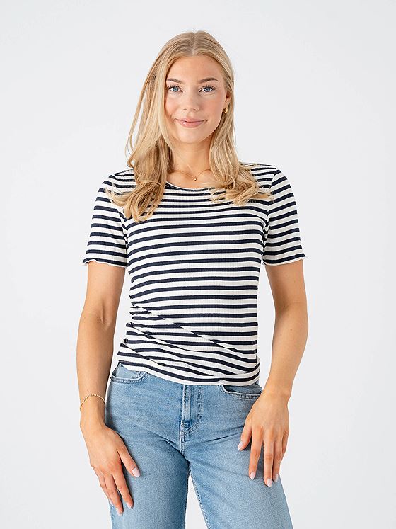 Ichi Cella Short Sleeve Total Eclipse Stripe