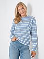 Ichi Mira Loose Long Sleeve 3 Blue Multi Stripe