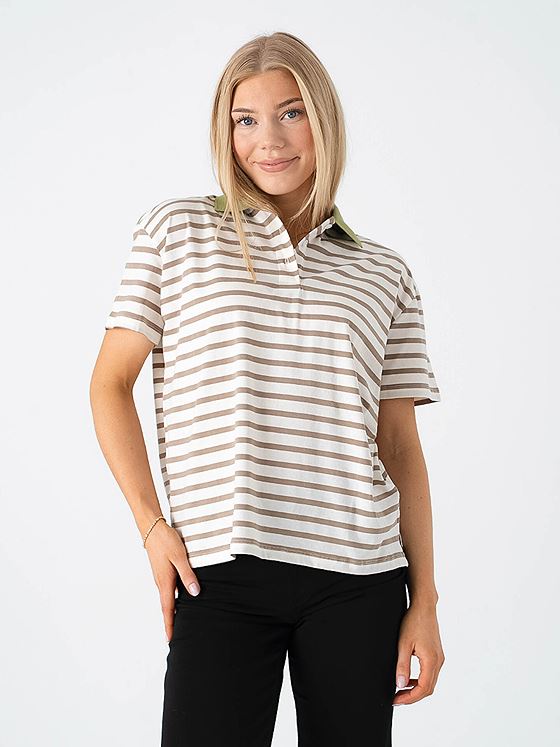 Ichi Mira Polo Short Sleeve Sepia Tint / Cloud Dancer