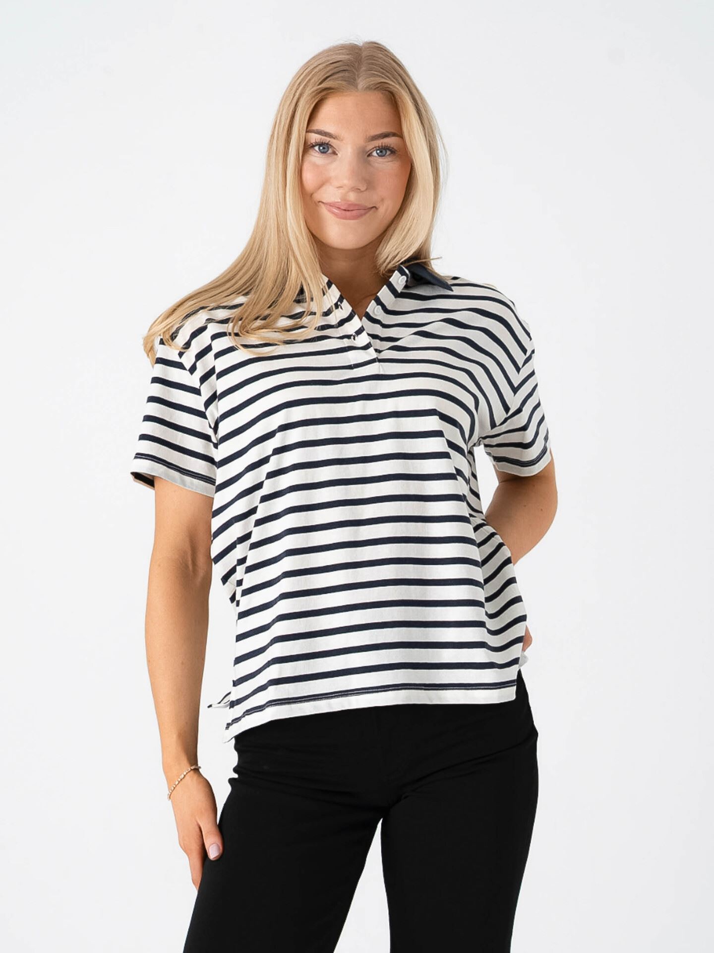 Ichi Mira Polo Short Sleeve Total Eclipse / Cloud Dancer