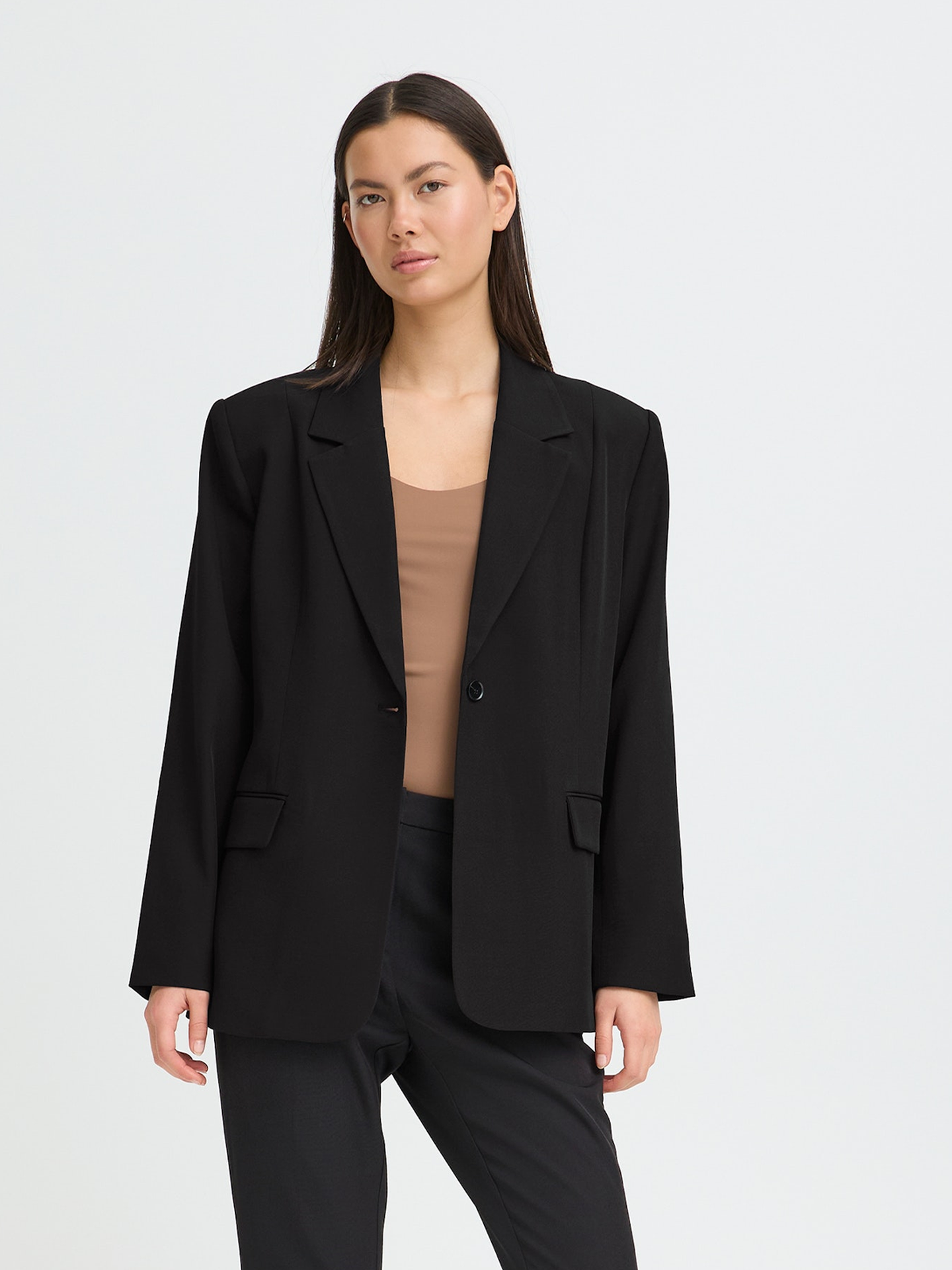 Ichi Fava Long Blazer Black