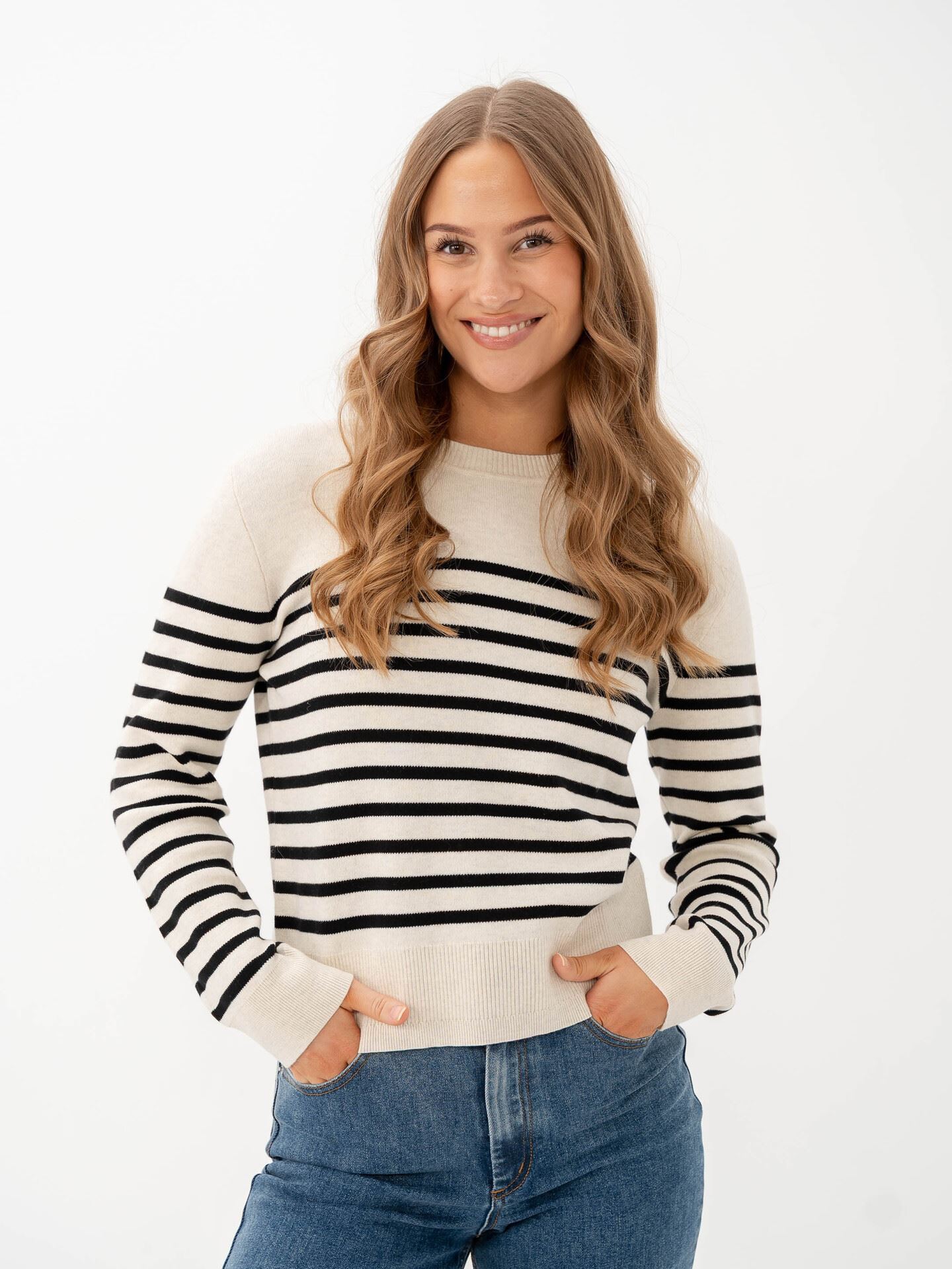 InWear Wallis O-Neck Pullover Black Stripe