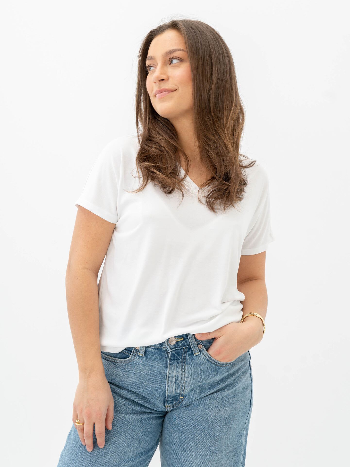 MSCH Copenhagen Fenya Modal V-Neck Tee Bright White