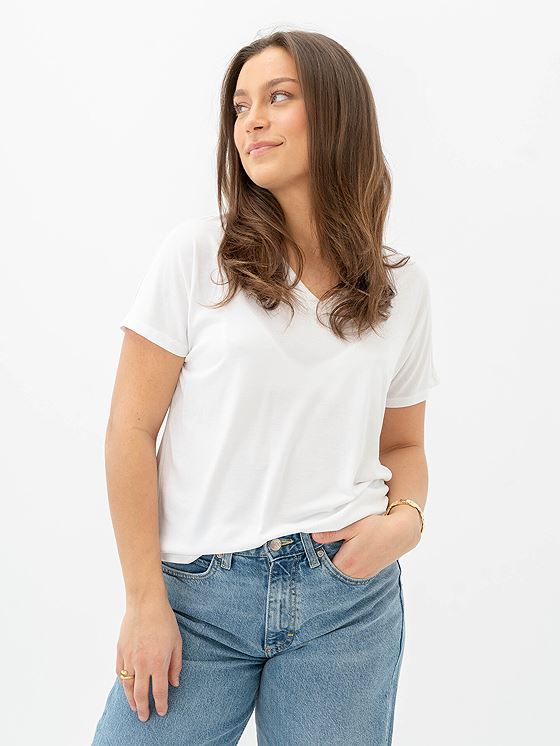 MSCH Copenhagen Fenya Modal V-Neck Tee Bright White
