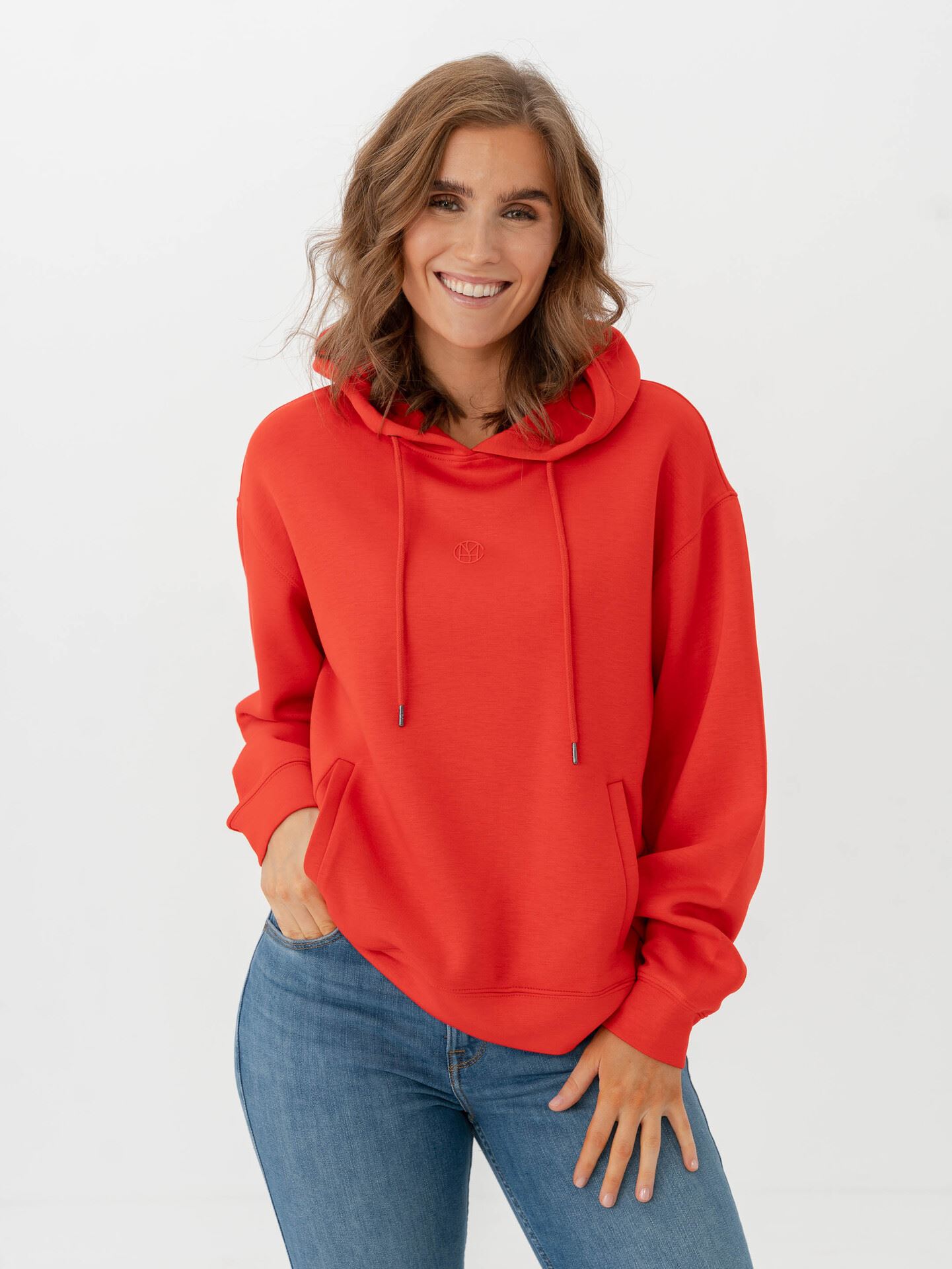 MSCH Copenhagen Ima Q Icon Hood Sweater Flame Scarlet
