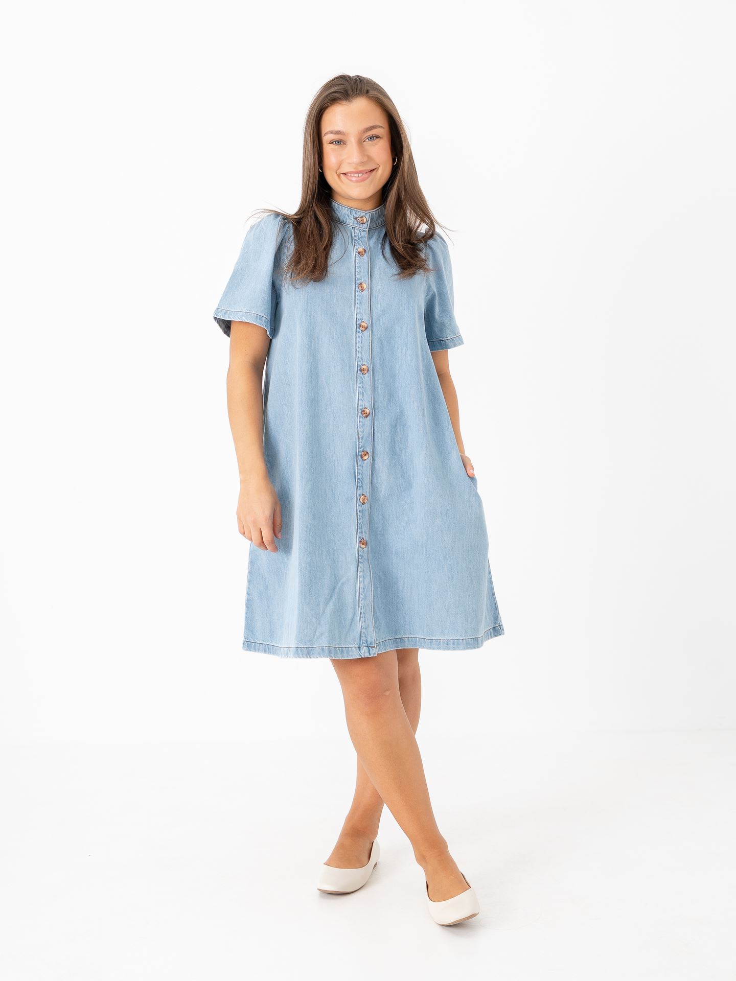 MSCH Copenhagen Jolene Elena 2/4 Shirt Dress Light Blue Wash