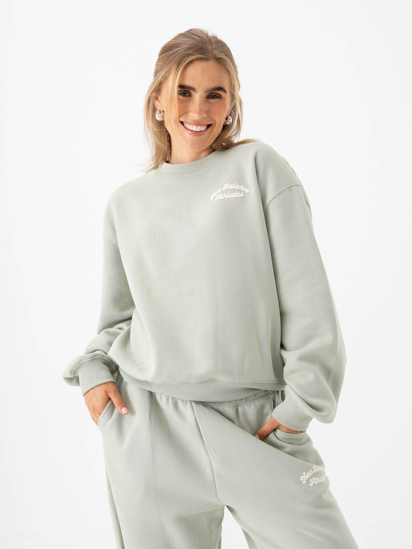 New Balance Linear Heritage Fleece Crew Grønn