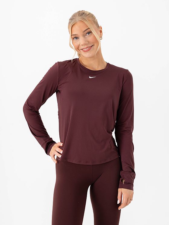 Nike One Classic Dri-Fit Long Sleeve Burgundy Crush / White