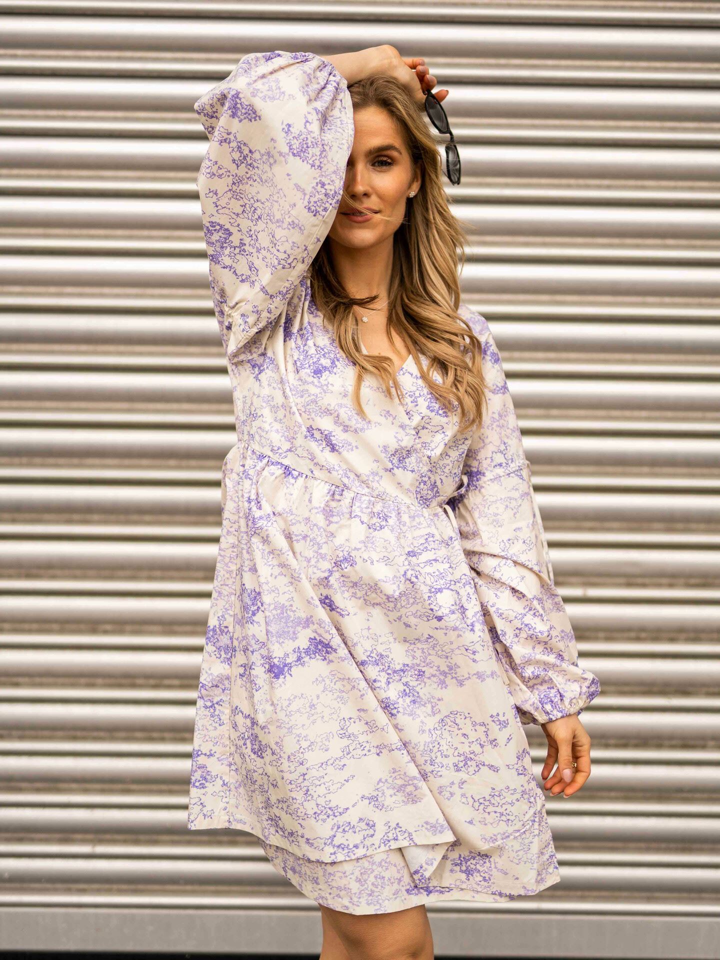 NORR Wishfull Wrap Dress Lavender Print