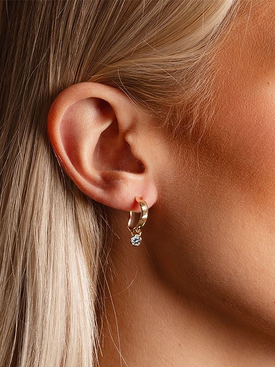 Snö Of Sweden Kitty Crystal Pendant Ring Ear Gold