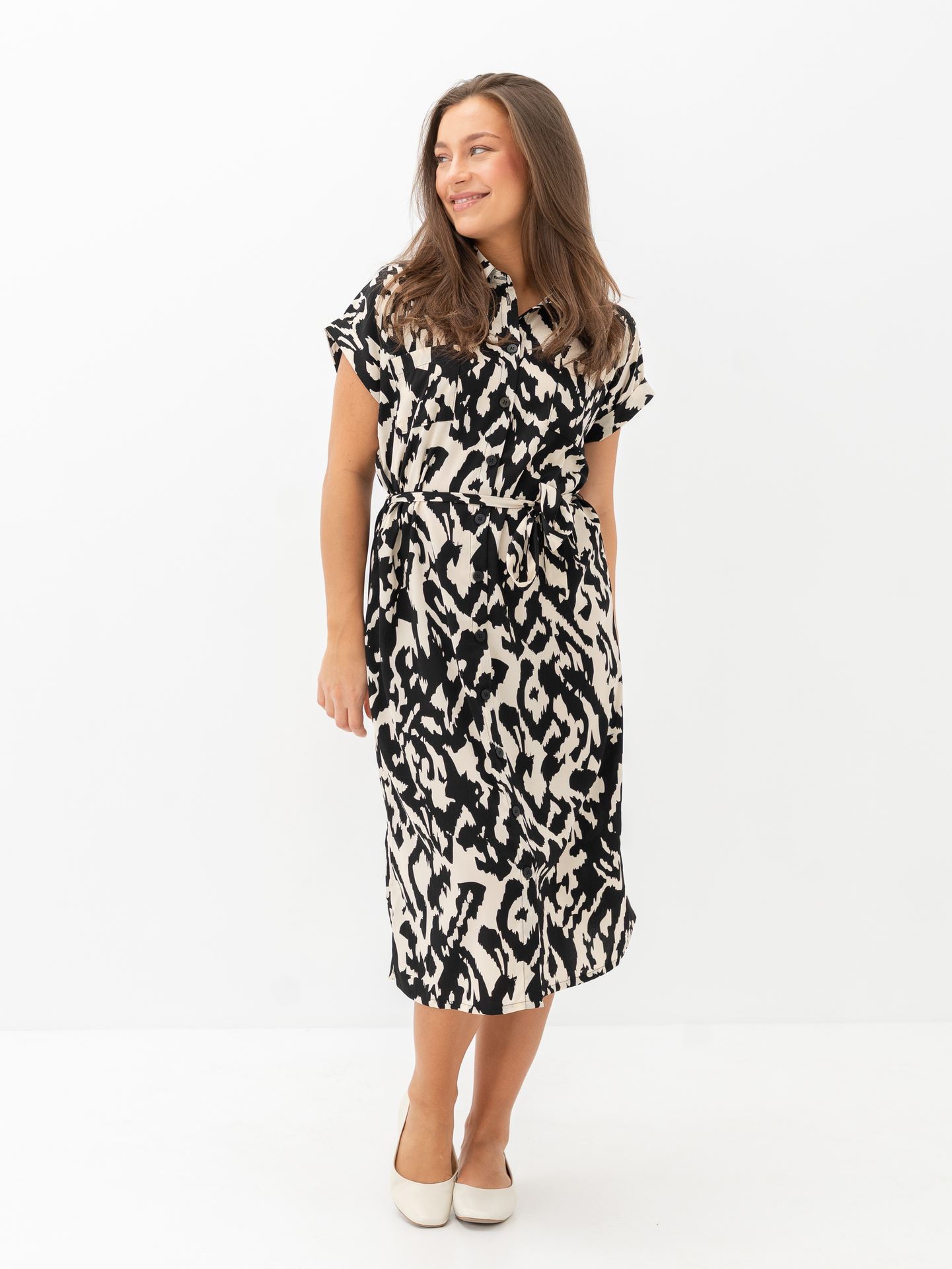 Only Hannover Short Sleeve Shirt Dress Birch / Black