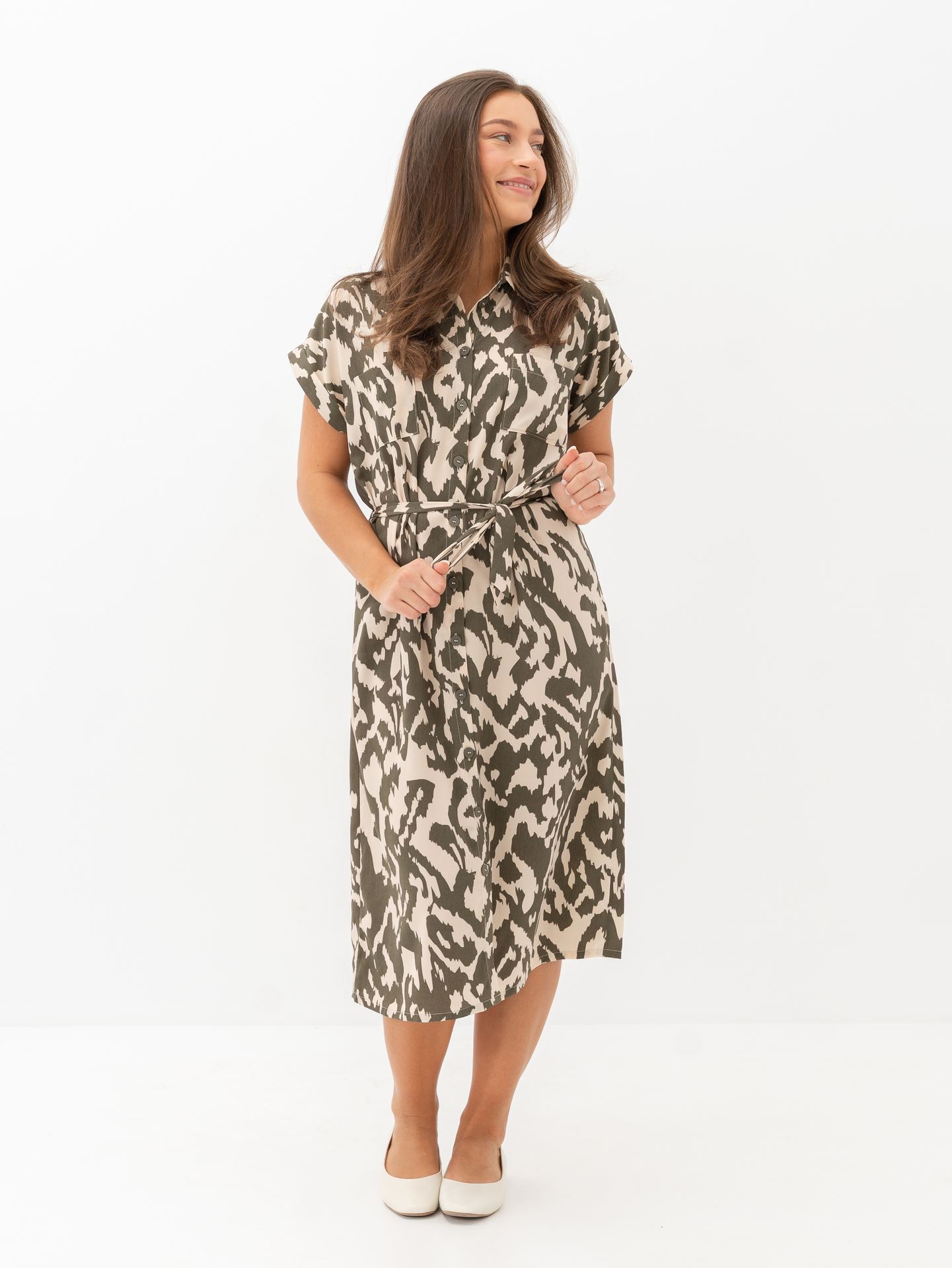 Only Hannover Short Sleeve Shirt Dress Tarmac / Pumice Stone