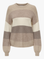 Only Atia Long Sleeve Stripe Pullover Knit Feather Gray W. BEIGE/WHITECAP GRAY/LEAFLESS TREE