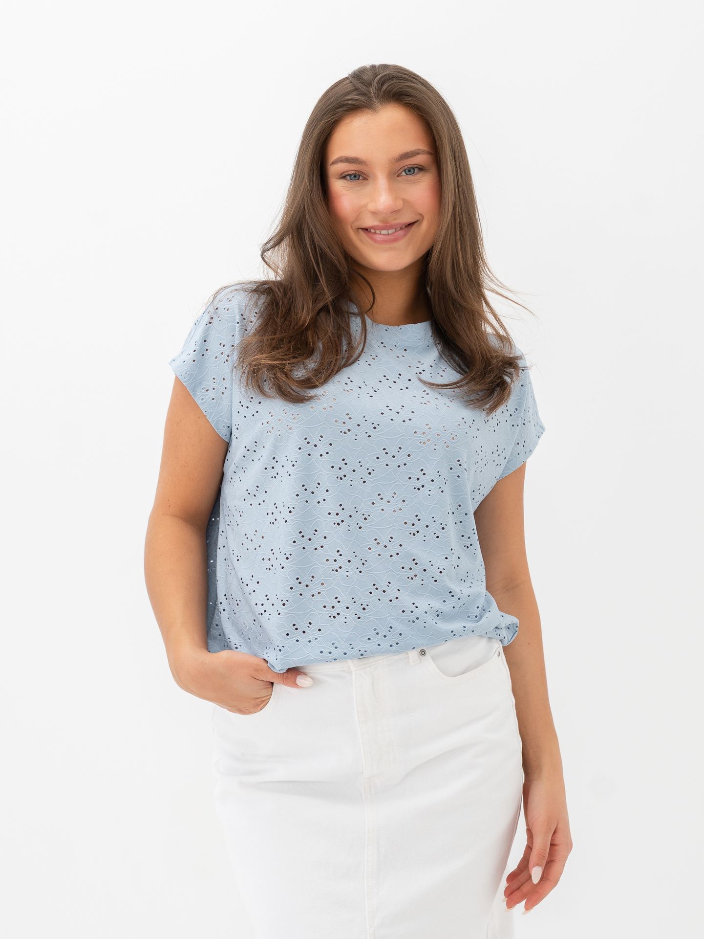 Only Smilla Short Sleeve Top Soft Chambray