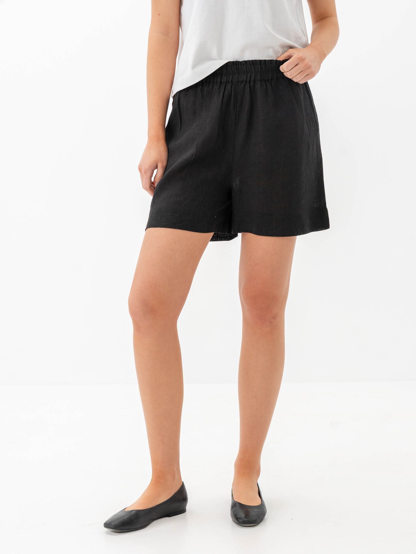 Only Tokyo Life High Waist Linen Blend Shorts Black