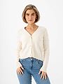 Only Katia Long Sleeve Cable V-Neck Cardigan Whitecap Grey