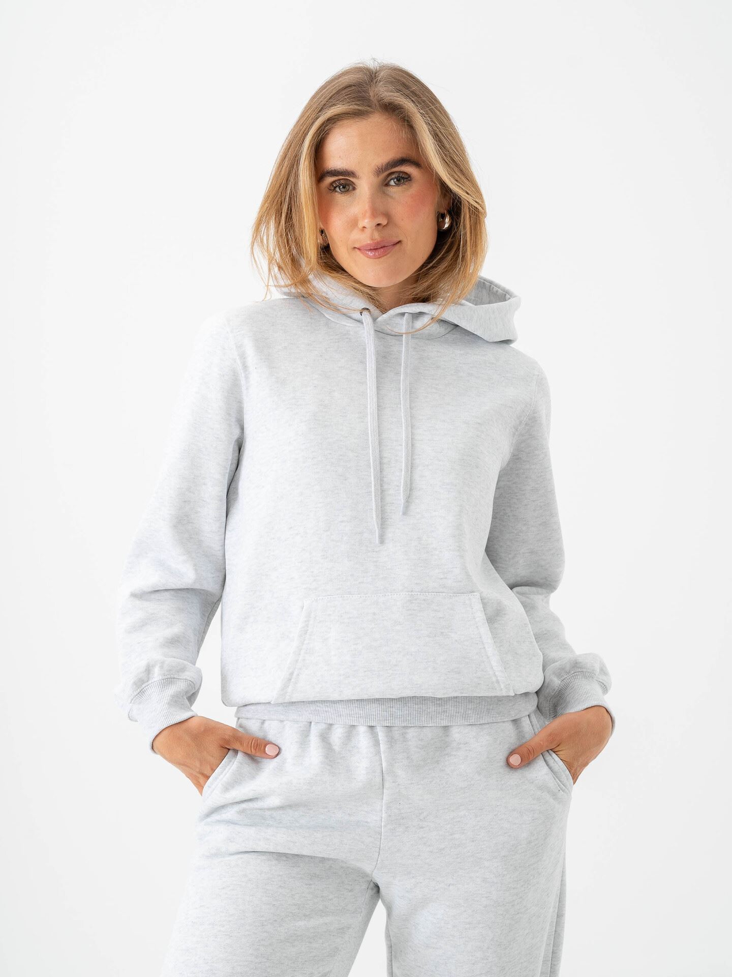 Only Daze Long Sleeve Hood Sweat Light Grey Melange