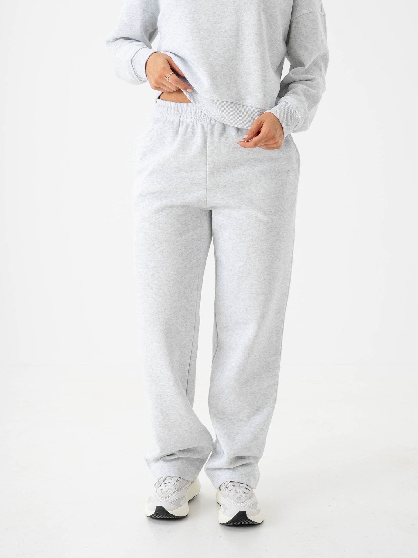 Only Daze Straight Pants Sweat Light Grey Melange