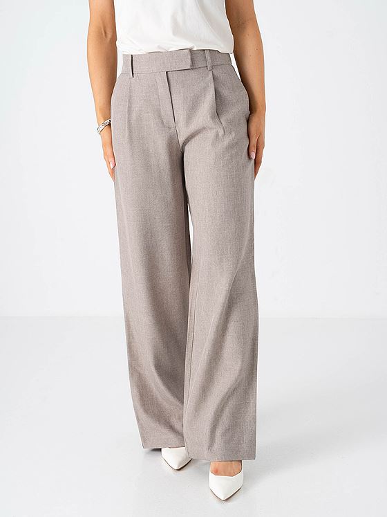 Only Linda High Waist Straight Mel Pants Fungi Melange