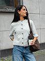 Only Camilla Short Sleeve Cardigan Knit Light Grey Melange