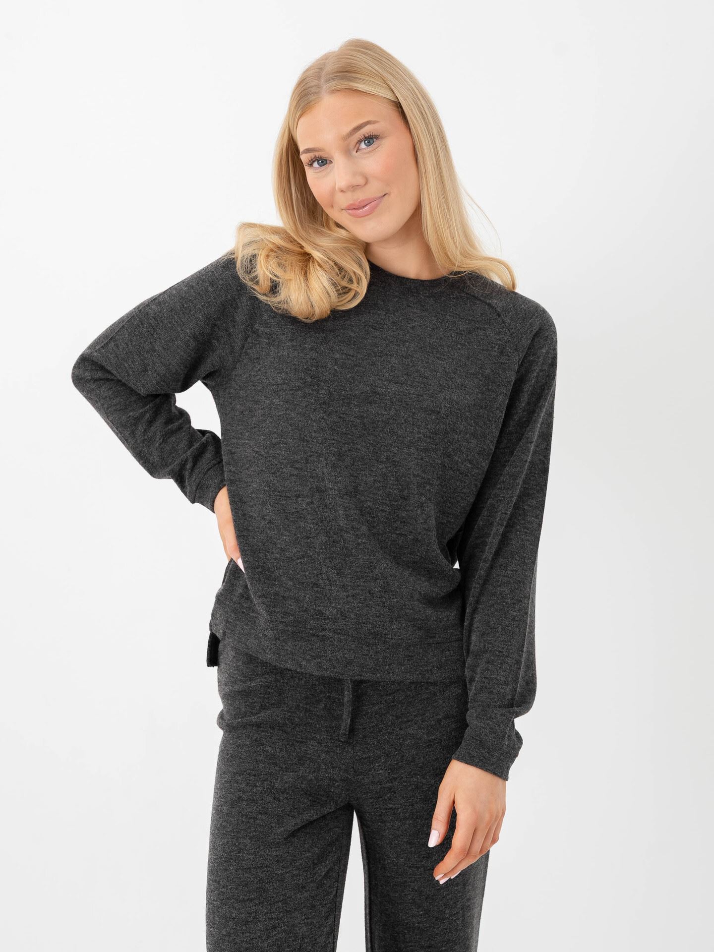 Only Kaya Life Long Sleeve Top JRS Dark Grey Melange