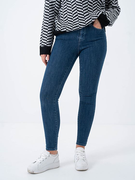 Only Power Mid Pushup Dark Blue Denim