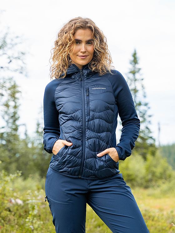Peak Performance Helium Down Hybrid Hood Women BLUE SHADOW