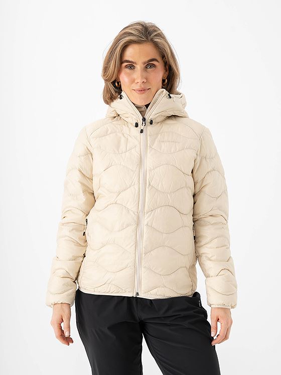 Peak Performance Helium Down Hood Jacket Women Sand Fog