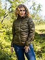 Peak Performance Helium Down Hood Jacket Women Meadow Moss / Sierra Sand