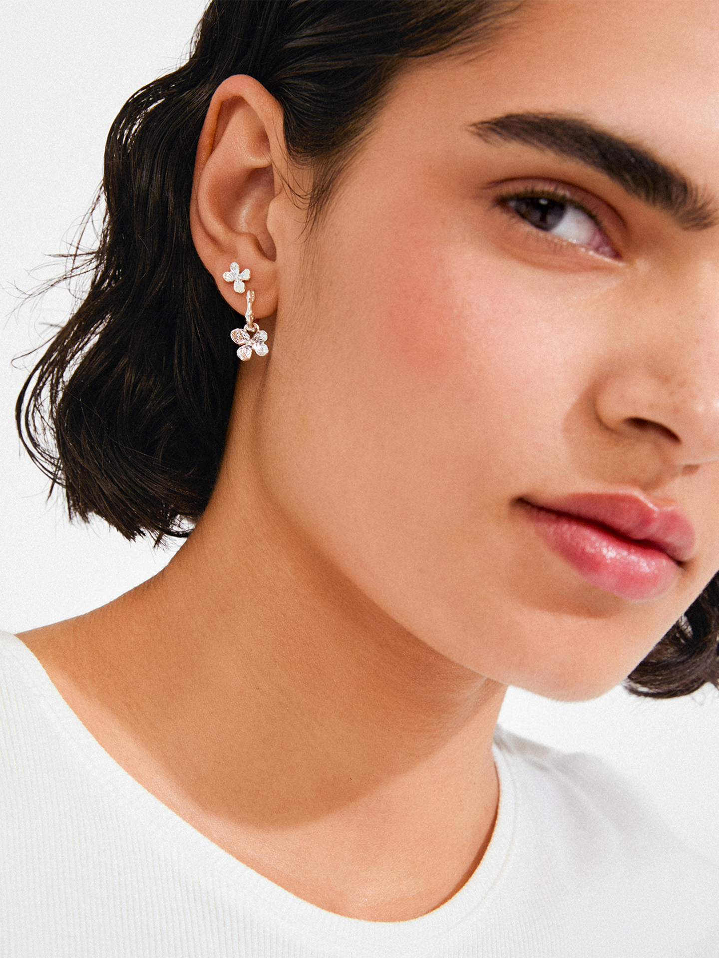 Pilgrim Ajani Øredobber 2-i-1 Sett Silver