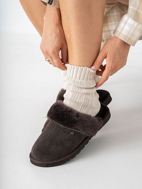 Roberto Rosso Sheepskin Slipper Dark Brown