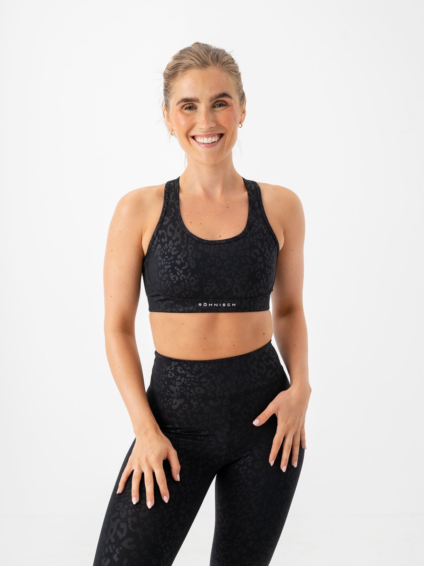 Röhnisch Flattering Mesh Sportsbra Leo Emboss Black